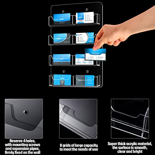 Hillban Acrylic Business Card Holder Wall Mount Office, 8 Pockets - size: 8 Pockets
