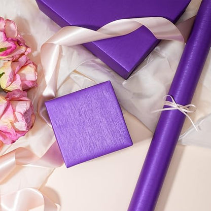 BIOBROWN Deep Purple Kraft Wrapping Paper Roll - 17 Inch X 33 Feet (47 sq.ft) Solid Color Pearly-Lustre Paper, Shiny Textured Gift Wrap for Birthday, Mother's Day, Wedding, Christmas, Holidays, Parties - color: Purple