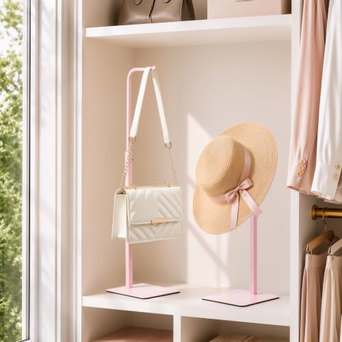 2-Pack Adjustable Tabletop Purse & Banner Display Stands, Pink - color: Pink