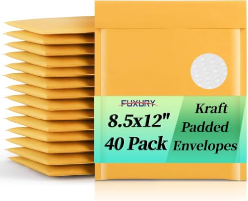 Fuxury Kraft Bubble Mailers 8.5x12 Inch 40 Pack Padded Envelopes #2 - color: Yellow, size: 8.5×12" 40PC
