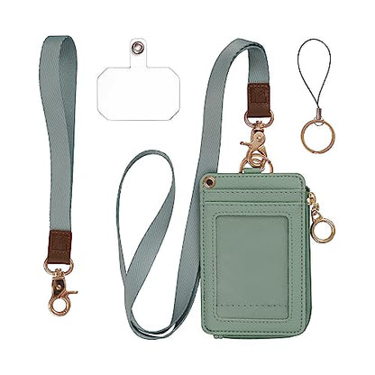 MONDO DESIGNS 2-in-1 Lanyard Wallet ID Badge Holder - Sage Green - color: Green