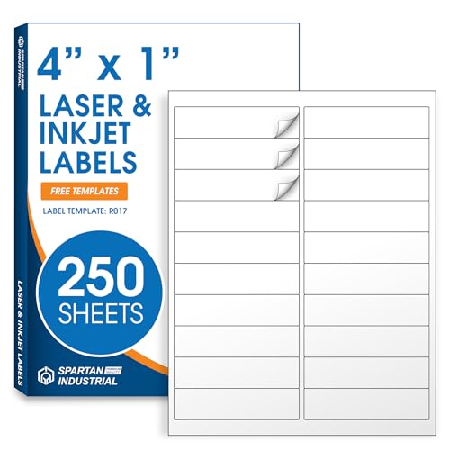4" X 1" Matte White Printable Address Labels (250 Sheets, 5000 Stickers) - style: 5000 Labels