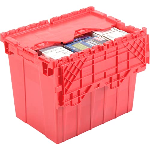 Global Industrial Distribution Container With Hinged Lid 21-7/8x15-1/4x17-1/4 Red - color: Red