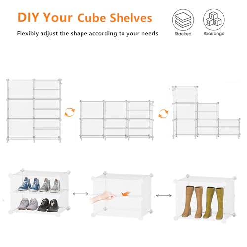 AWTATOS Closet Organizer 6 Cube Storage Shelves, Transparent Twill - color: Transparent Twill