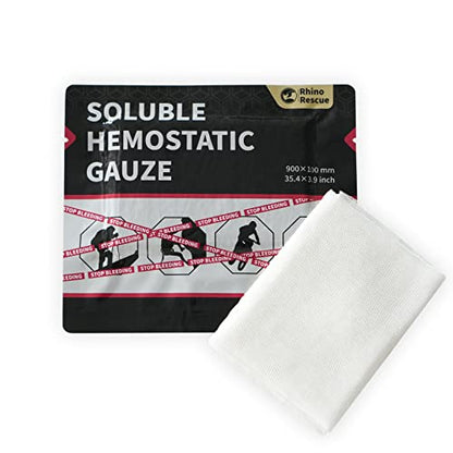 RHINO RESCUE Hemostatic Gauze Dressing 4"*35"(3ft) for Combat (2 Count) - size: 2 Count