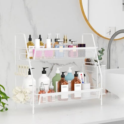 VITVITI 2 Tier Bathroom Countertop Organizer, Vanity Storage Shelf, White - color: 2 Tier Large White