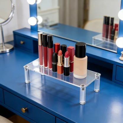 Acrylic Riser, Display Stand Clear Shelf 7.87x3.15x2 Inches Small Display Risers 1 Tier Rectangular Organizer Lightweight Tabletop Shelf for Cosmetic Products Tabletop Use and More
