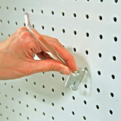 Azar Displays 800006-C Pack of 50 Clear Pegboard Hooks (Also Available in Black & White) - 6” Pegboard Hook Set (2” & 4” Pegboard J Hooks Also Available) - Polycarbonate Plastic Hooks for Retail - color: Clear, size: 6 Inch