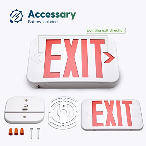 Freelicht 4 Pack Commercial Red Double-Sided LED Exit Sign 90 Min Backup - color: red, size: 4 Pack