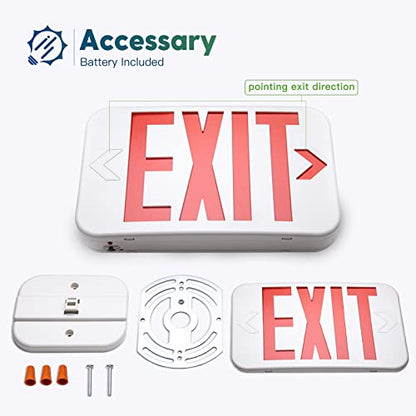 Freelicht 4 Pack Commercial Red Double-Sided LED Exit Sign 90 Min Backup - color: red, size: 4 Pack