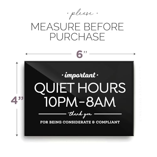 Reilly Originals 4x6 Inches, Quiet Hours Designer Sign ~ Ready to Stick ~ Premium Finish, Durable (1) (Black) - color: Black