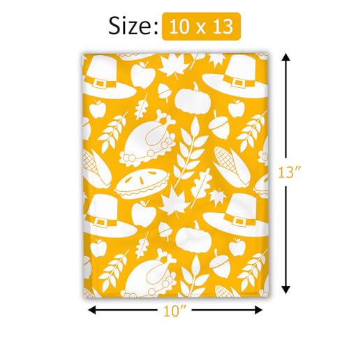 10x13 (100) Thanksgiving Fall Designer Poly Mailers Waterproof Self Sealing Tear Resistant Polymailers Shipping Envelopes Premium Printed Bags For Small Businesses - color: Thanksgiving, size: 10x13