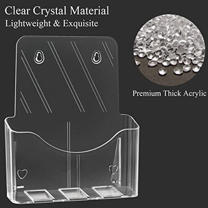 Yarlung 2 Pack Acrylic Brochure Holder, 8.5 x 11 Inches Clear Booklet Display Stand for Desk or Wall Mount, Plastic Countertop Organizer for Menu, Pamphlet, Literature, Document, Magazine, Journals