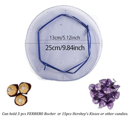 100pcs 9.8 Inch Round Organza Drawstring Bags, Royal Blue Baby Shower Favor Bags Bath Bomb Candy Pouch Wedding Party Gift Packaging - color: Royal Blue