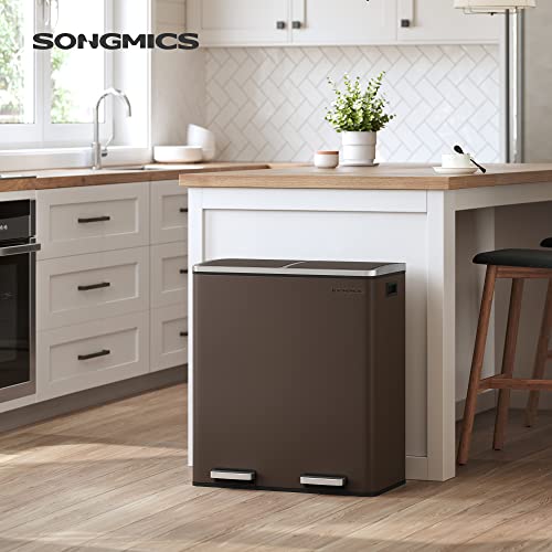 SONGMICS Trash Can, 2 x 8 Gallon (2 x 30 L), Brown - color: Brown, size: 2 x 8 Gallon