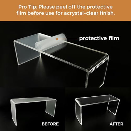 Acrylic Display Risers, 8 Pack Clear Acrylic Stands, 4 Sizes
