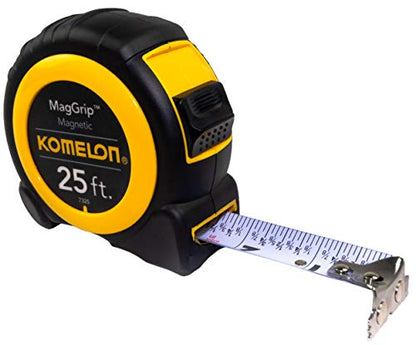 Komelon 7325; 25' x 1" Magnetic MagGrip Tape Measure, Yellow/Black - size: 7.6 m