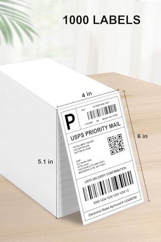 4x6 Thermal Labels - All-Purpose Label Stickers, White, Shipping Stickers for Thermal Printers (2000 Labels) - size: 2000 Labels