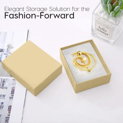 BULK PARADISE 6 Pack Cotton Fill Craft Brown Cardboard Paper Jewelry Box Gift Size 3.08 x 2.28 x 1.1 Inches Perfect for Small Gifts - color: Craft Brown