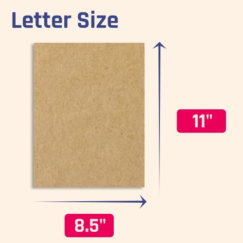 100 Sheets, Brown Kraft Cardstock, 200 GSM (75 lb. Cover), 8.5 x 11 inches - size: 100 Sheets