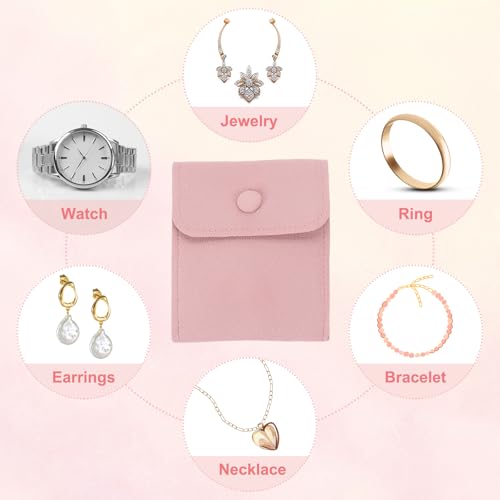 PATIKIL 2Pcs Jewelry Pouches 3x4 Velvet Snap Button Present Pouch, Pink - color: Pink, size: 3x4 Inch