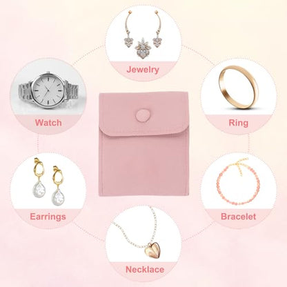 PATIKIL 2Pcs Jewelry Pouches 3x4 Velvet Snap Button Present Pouch, Pink - color: Pink, size: 3x4 Inch