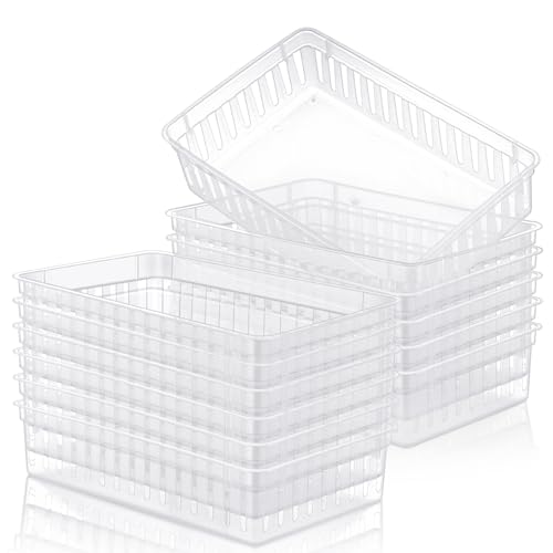 Wenqik Set of 12 Small Plastic Baskets for Organizing, Clear - color: Clear