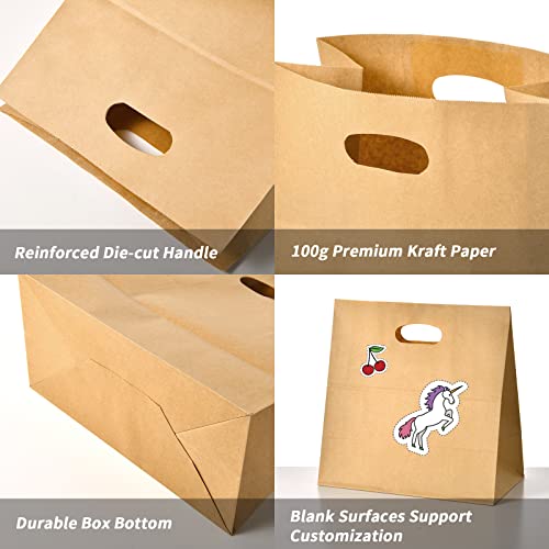 COGLARING 50Pcs Brown Kraft Paper Bags with Die Cut Handles 11" x 6" x 11" - color: 50pack