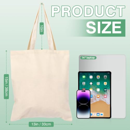 Lzerking 50 Pack Canvas Tote Bags for DIY Projects (13x15 Inches) - color: Natural