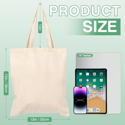 Lzerking 50 Pack Canvas Tote Bags for DIY Projects (13x15 Inches) - color: Natural