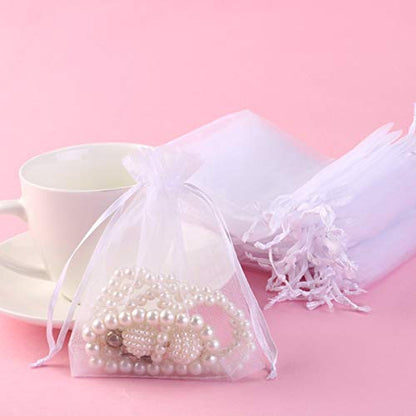 Wudygirl 100 PCS Organza Bags 3.9"x4.7" Gift Bags with Drawstring White - color: White, size: 3.9x4.7 IN