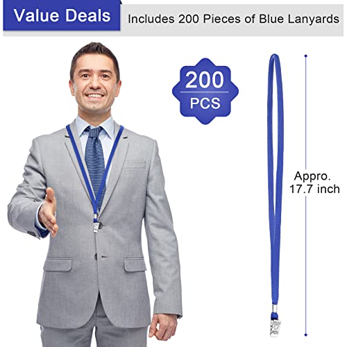 Marspark 200 Pcs Lanyards for ID Badges, Flat Swivel Hook,Blue - color: Blue