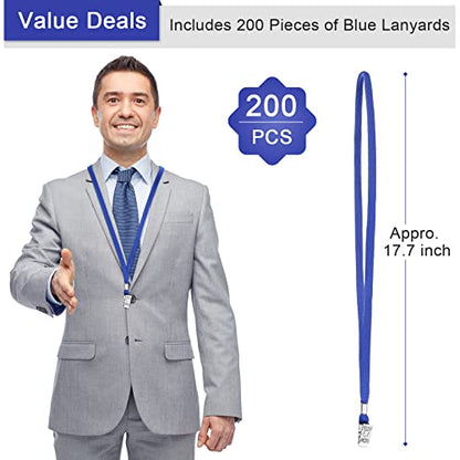 Marspark 200 Pcs Lanyards for ID Badges, Flat Swivel Hook,Blue - color: Blue