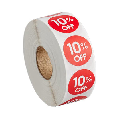 1000 Stickers/Roll 10 Percent Permanent 1 Inch Label Sticker - style: 10% Off