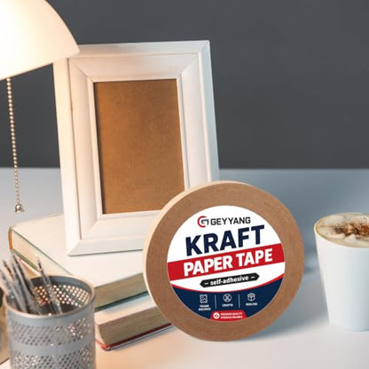 GEYYANG Brown Kraft Tape, 3/5in x 180ft Self Adhesive Frame Backing Tape