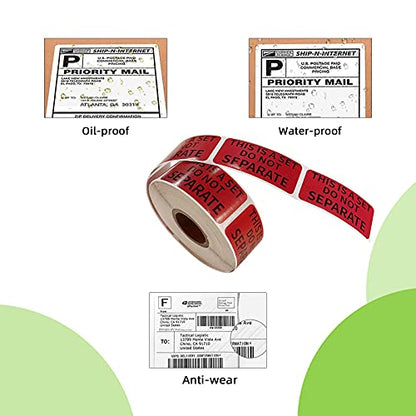 1" x 2" This is a Set Do Not Separate Stickers, Fluorescent Red Packing Labels for Shipping Bundle Sets and Multi-Pack Products Permanent Adhesive (2 Rolls, Total 1000 Labels) - color: Red and Black