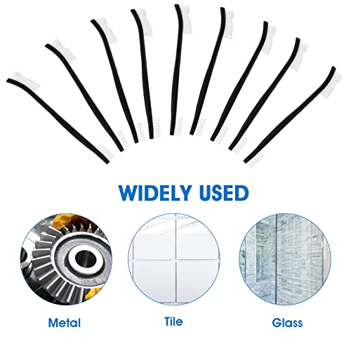 Abeillo Double-Ended Nylon Cleaning Brushes, Set of 9, Black & White, Plastic Handles, Ideal for All Kinds of Small Objects