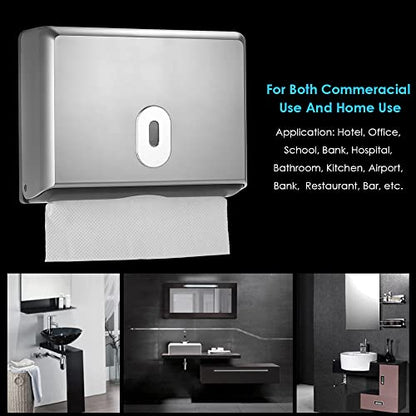 Paper Towel Dispenser Wall Mount for Toilet, Bathroom Paper Towel Holder, Commercial Paper Towel Dispenser for Trifold Paper & Multifold Paper Towels, Silver - color: Silver