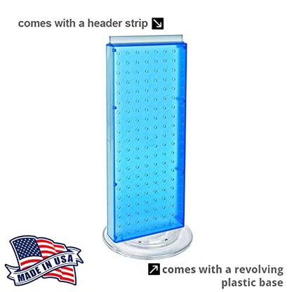 Azar Displays 700508-BLU-4C16 8-Inch W by 20-Inch H Revolving Black Pegboard Counter Display with 16-Pack of 4 inch Locking Hooks, Blue - color: Blue, style: Pegboard + Hooks