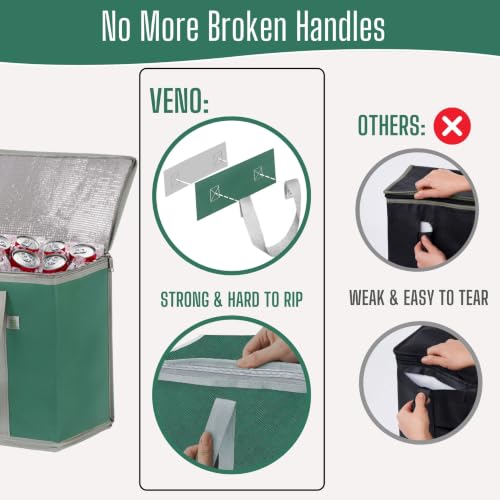 VENO 3 Pack Cooler Bag Insulated Grocery Bags for Food Delivery Heavy Duty - color: Dark Green, size: 3 Pack