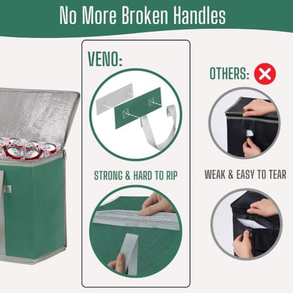 VENO 3 Pack Cooler Bag Insulated Grocery Bags for Food Delivery Heavy Duty - color: Dark Green, size: 3 Pack