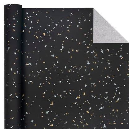 WRAPAHOLIC Black Wrapping Paper Roll - Mini Roll - 17 Inch x 16.5 Feet - Black Gold Design with Silky Touch Perfect for Birthday, Holiday, Wedding, Baby Shower - color: Black, size: 17 inch x 16.5 feet