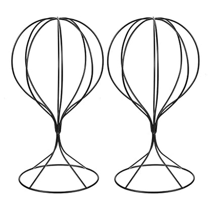 uxcell Metal Hat Display Stand 2 Pack Tabletop Hat and Wig Rack Modern Women Closet Holder for Baseball Cap, Fedora Hat, Cowboy Hat - Black - color: Black