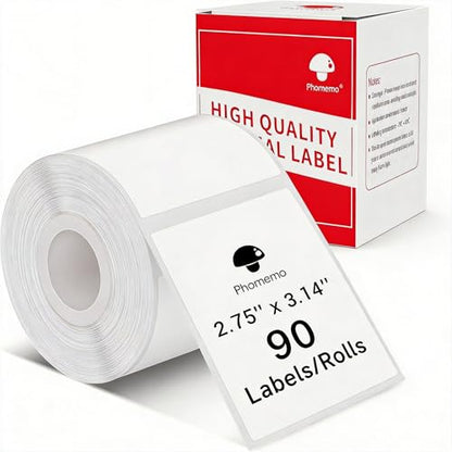 Phomemo M220 Thermal Labels 2.75''x3.15'' for M220/M221/M250/M260, 90 PCS - color: White, size: 2.75"x3.15"