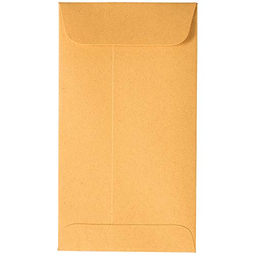 JAM PAPER #6 Coin Business Envelopes with Peel and Seal Closure - 3 3/8 x 6 - Brown Kraft Manila - 100/Pack - color: Pack of 100, size: 3.375 x 6 in Coin
