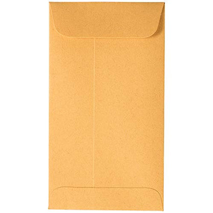 JAM PAPER #6 Coin Business Envelopes with Peel and Seal Closure - 3 3/8 x 6 - Brown Kraft Manila - 100/Pack - color: Pack of 100, size: 3.375 x 6 in Coin