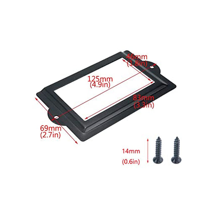 Antrader 6 Pcs 3.3" x 1.8" Office Label Holder, Metal Label Frame, Matte Black, with Screws
