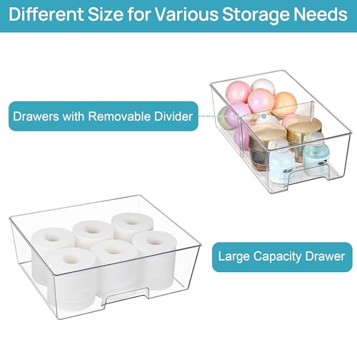 Vtopmart Clear Stackable Storage Drawers, 5 Pack Wide Storage Set - style: 3 Wide+2 Small