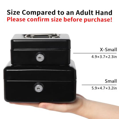 Decaller Small Cash Box with Lock and Slot, Metal Coin Bank Piggy Bank for Adults & Kids, 5.9" x 4.7" x 3.2", Black - color: Black, size: Small (5.9 Inch)