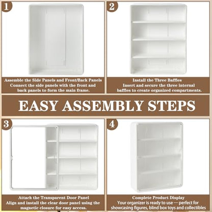 4-Tier Clear Display Case for Figures, Wall-Mounted Trinket Display Shelves with Adjustable Shelves, Dustproof Squishy Storage Case & Trinket Shelf Display Wall for Mini Figures and Collectibles - color: White